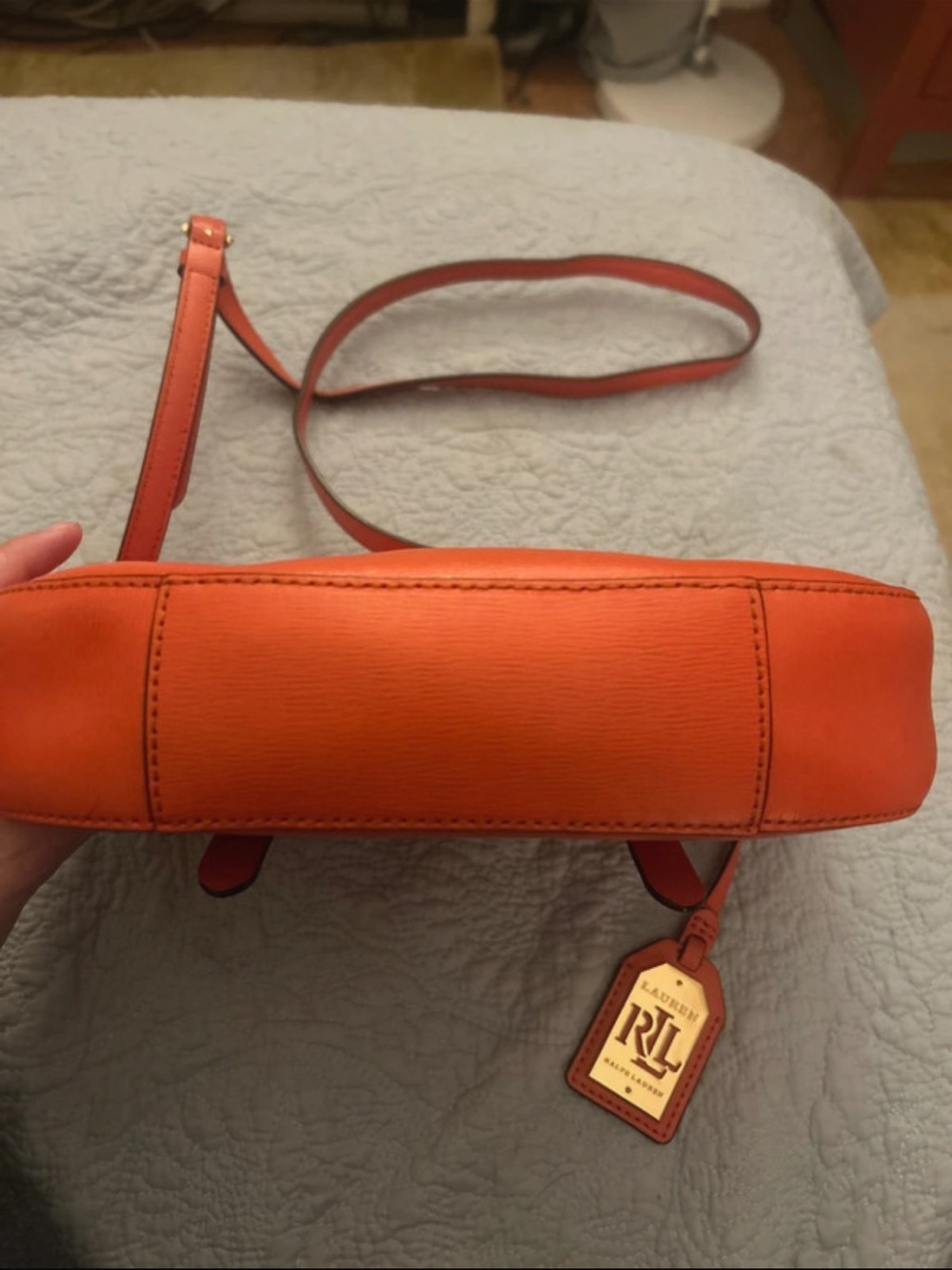 Lauren Ralph Lauren Orange Leather Crossbody with Gold Hardware - Picture 6 of 7